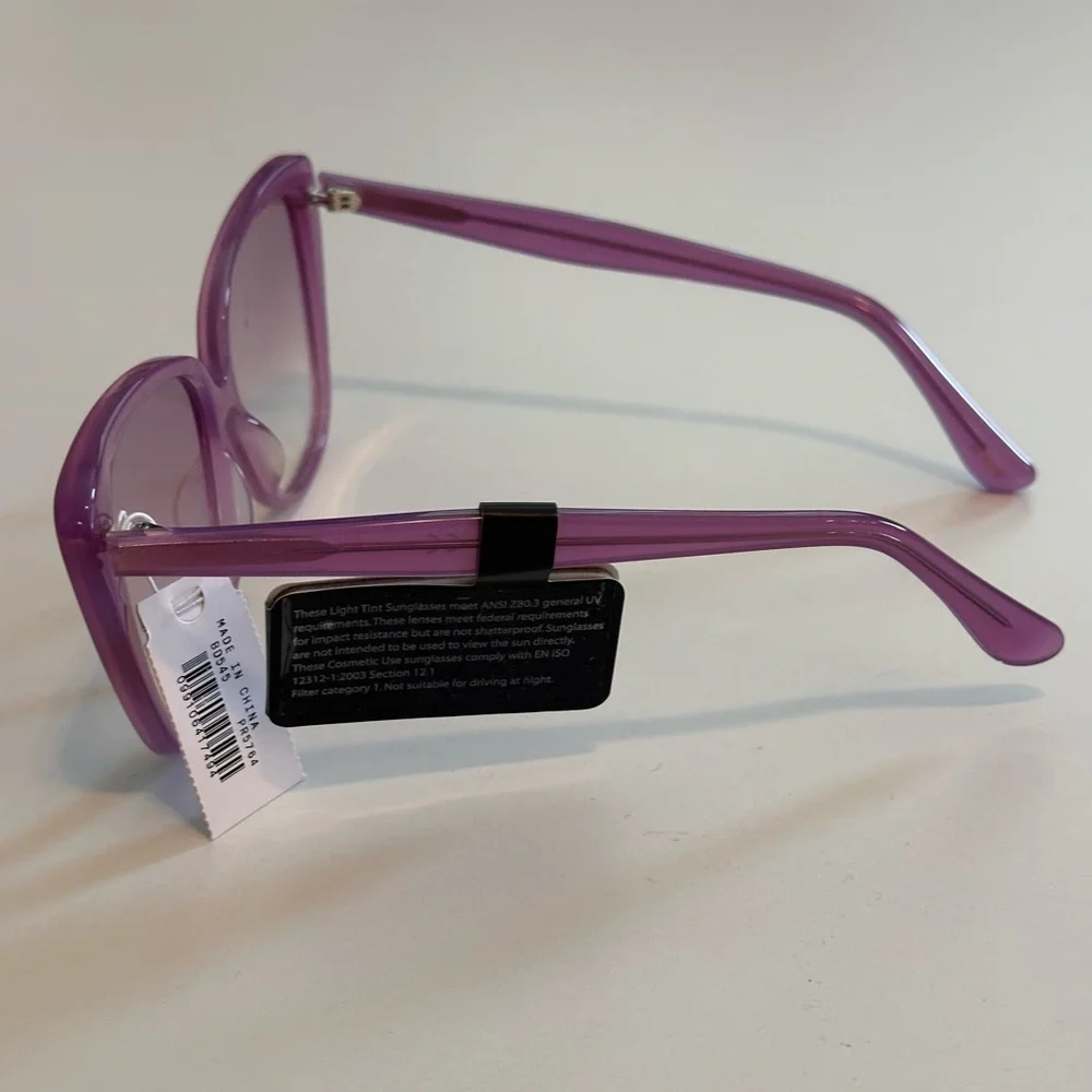 J. Crew Purple Light Tint Sunglasses w/ Case and Cleaning Cloth - Picture 2 of 3